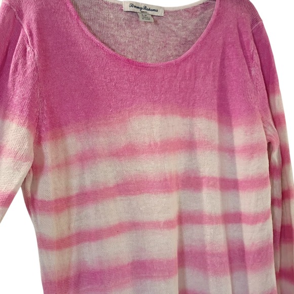 Tommy Bahama Womens Small Petite Pink Stripe Linen Boho Beach Cover Up EUC - Picture 3 of 5